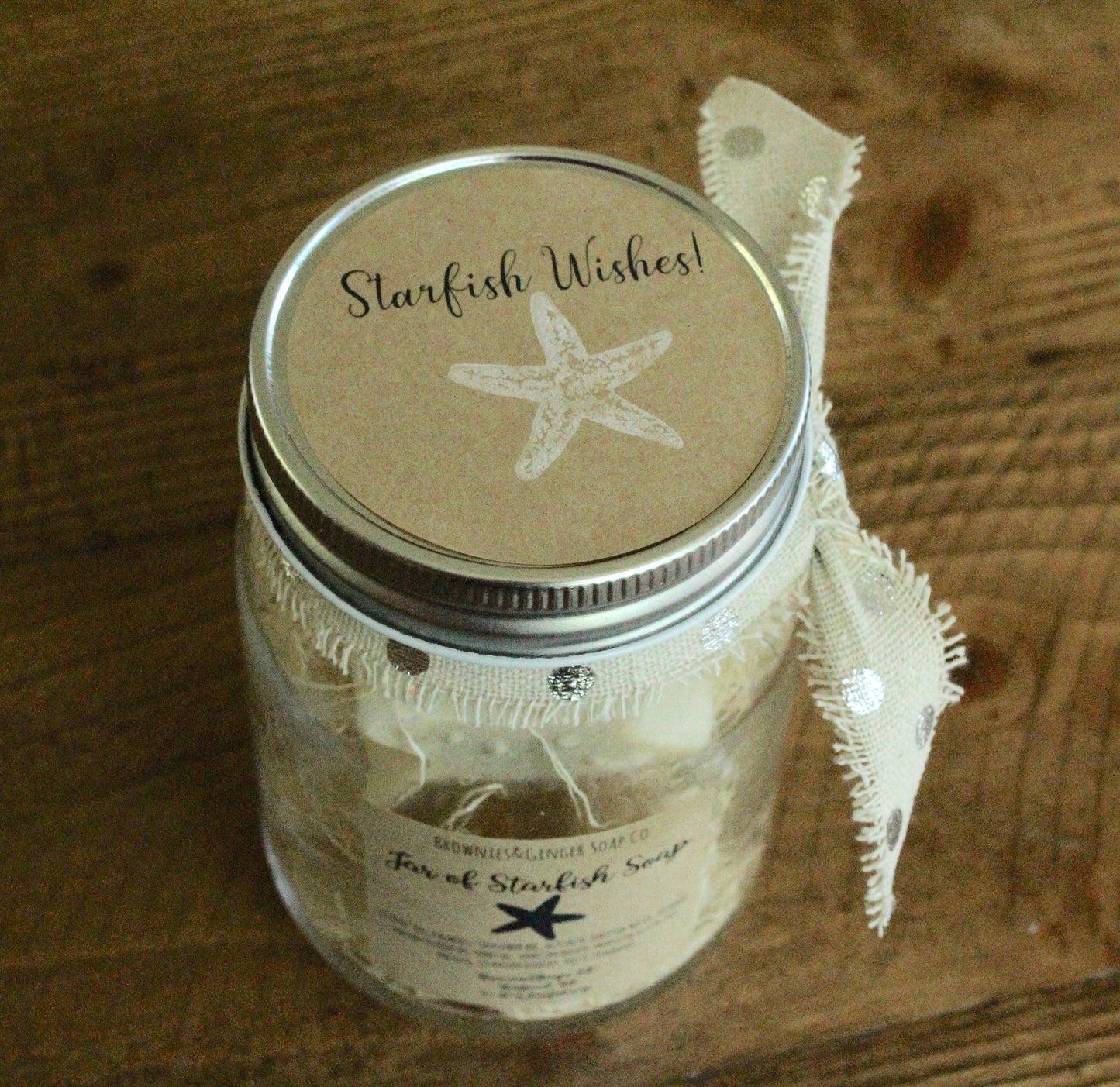 Mason jar gifts, christmas gifts, holiday hostess gifts, secret santa gift, starfish gift, christmas stocking, teacher gifts, birthday gift