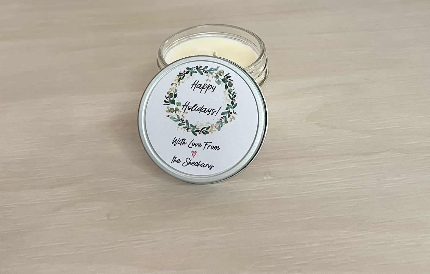 Holiday Personalized Candles, Christmas Candles, Christmas party favors, Soy Candles, Personalized holiday gift, Christmas Gift Candle favor