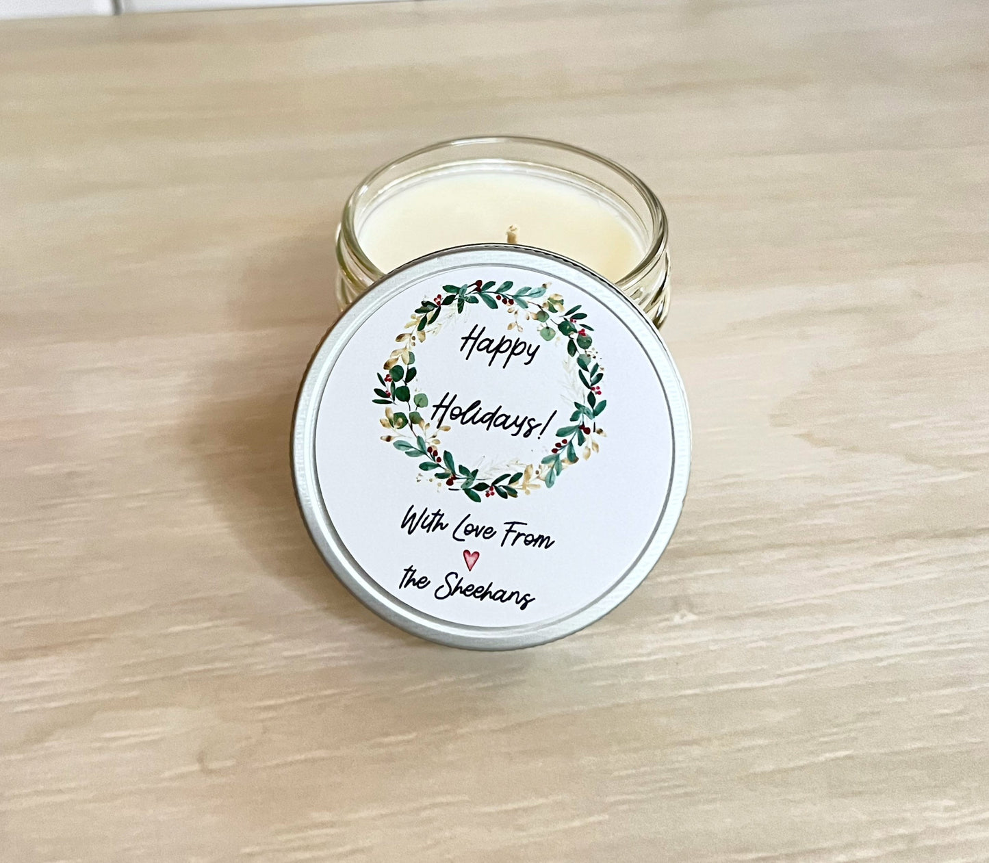 Holiday Personalized Candles, Christmas Candles, Christmas party favors, Soy Candles, Personalized holiday gift, Christmas Gift Candle favor