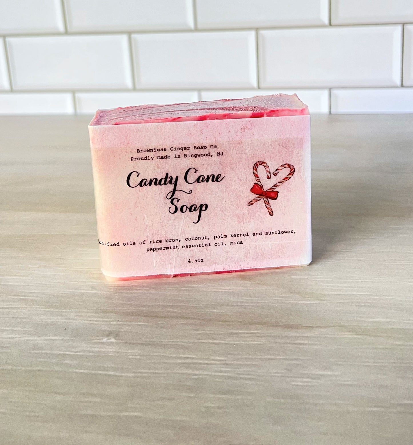 Peppermint Soap Bar, Candy Cane Soap, Christmas gift, stocking stuffer, Small Christmas gift, secret sister gift, natural soap, vegan soap