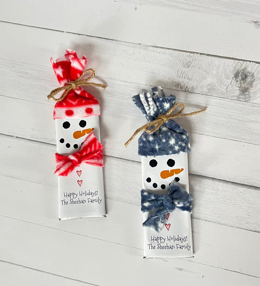 Snowman Hershey Bars, Chocolate Bar favors, Christmas Party favors, Christmas candy, Christmas Wedding Favors