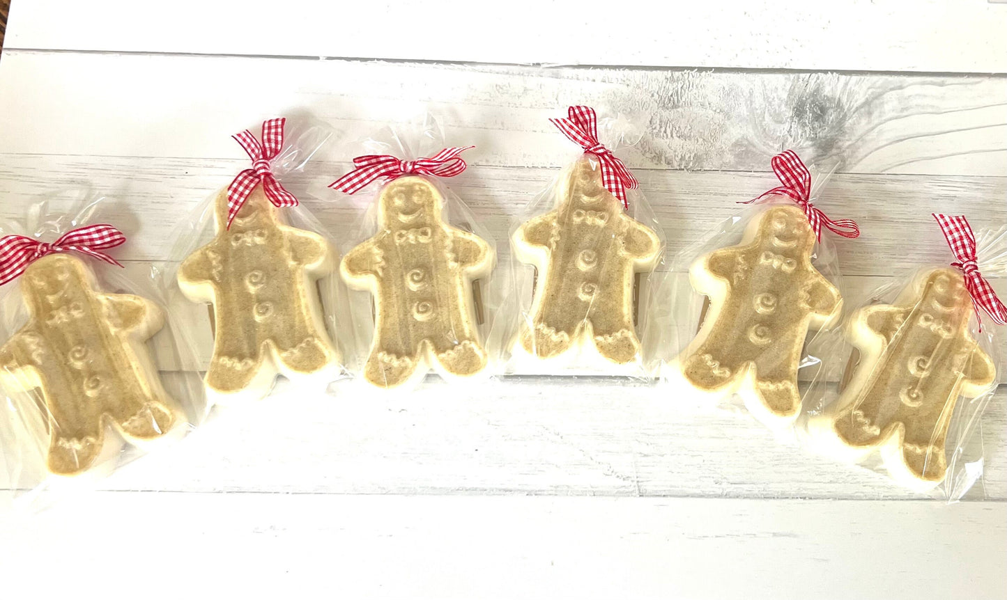 Bulk listing of 6 gingerbread man soap gifts, holiday gifts, stocking stuffers, coworker gifts,holiday soap,Christmas Party favors