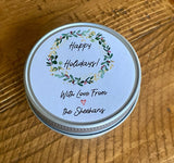 Holiday Personalized Candles, Christmas Candles, Christmas party favors, Soy Candles, Personalized holiday gift, Christmas Gift Candle favor