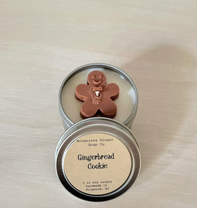 Gingerbread Cookie 4oz soy candle tin Christmas gift, co worker gift, teacher gift, candle gift, gift for her, gingerbread candle,small gift