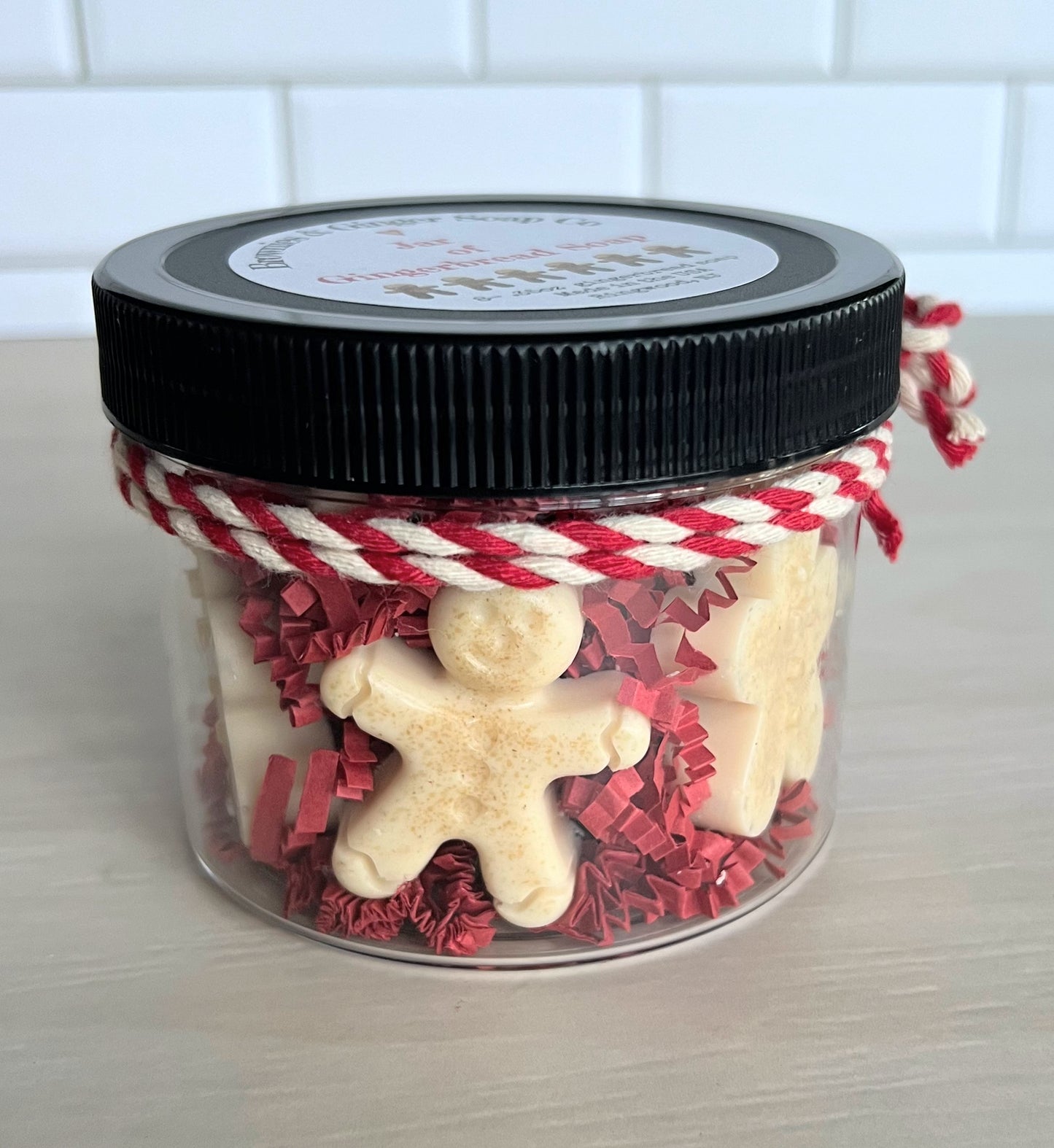 Gingerbread soap jar, small holiday gift, Co worker Christmas gift