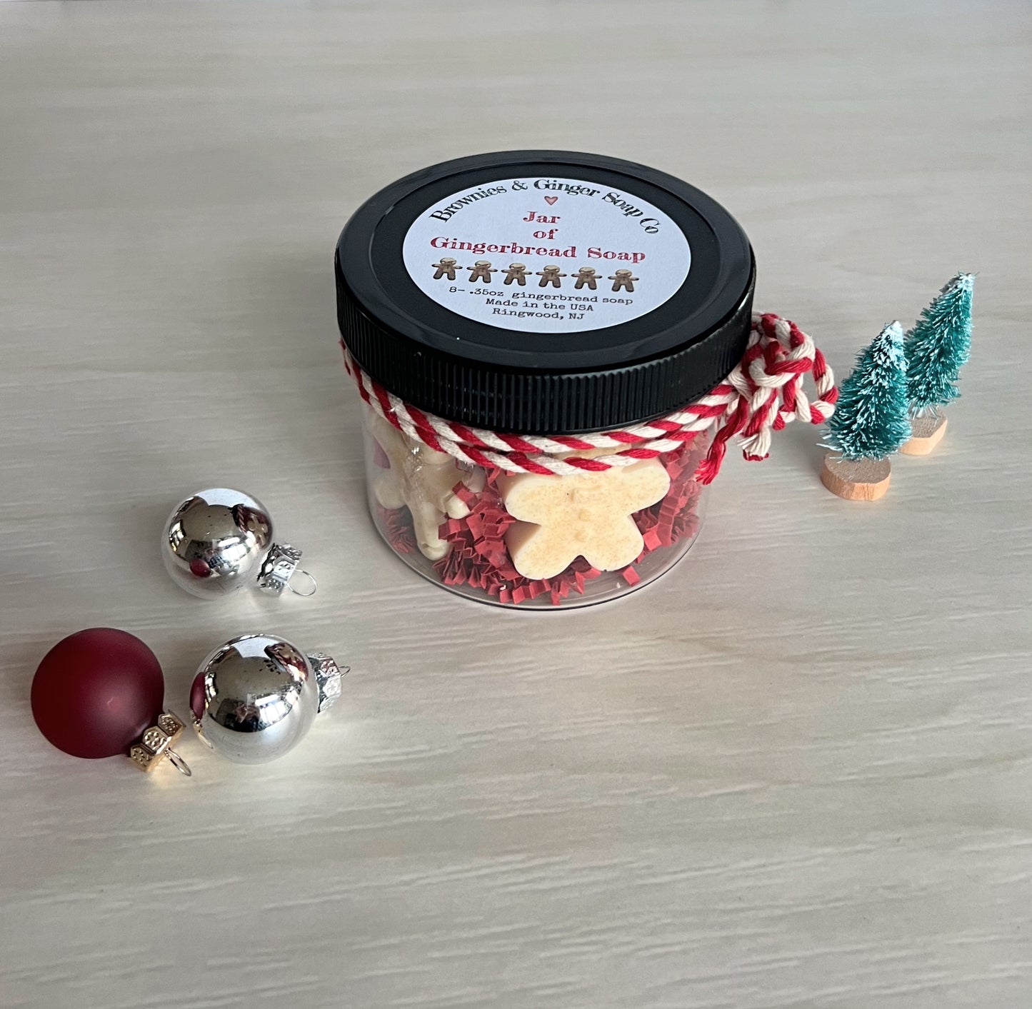 Gingerbread soap jar, small holiday gift, Co worker Christmas gift