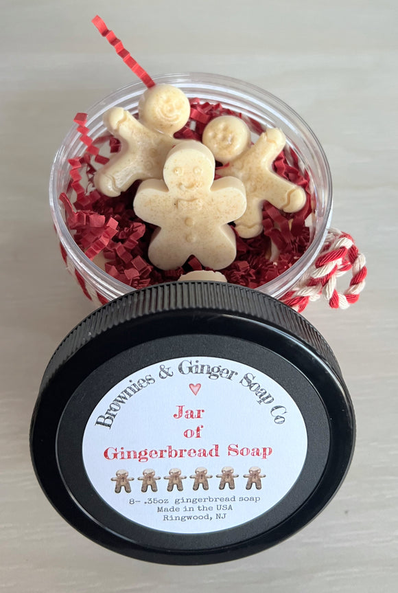 Gingerbread soap jar, small holiday gift, Co worker Christmas gift